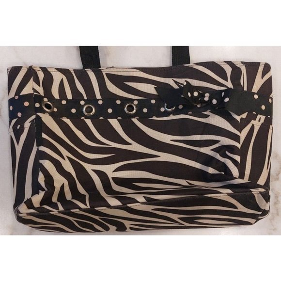 Large Lightweight Zebra Print Multipurpose Tote Shopper Beach Travel Diaper Bag - Picture 2 of 9